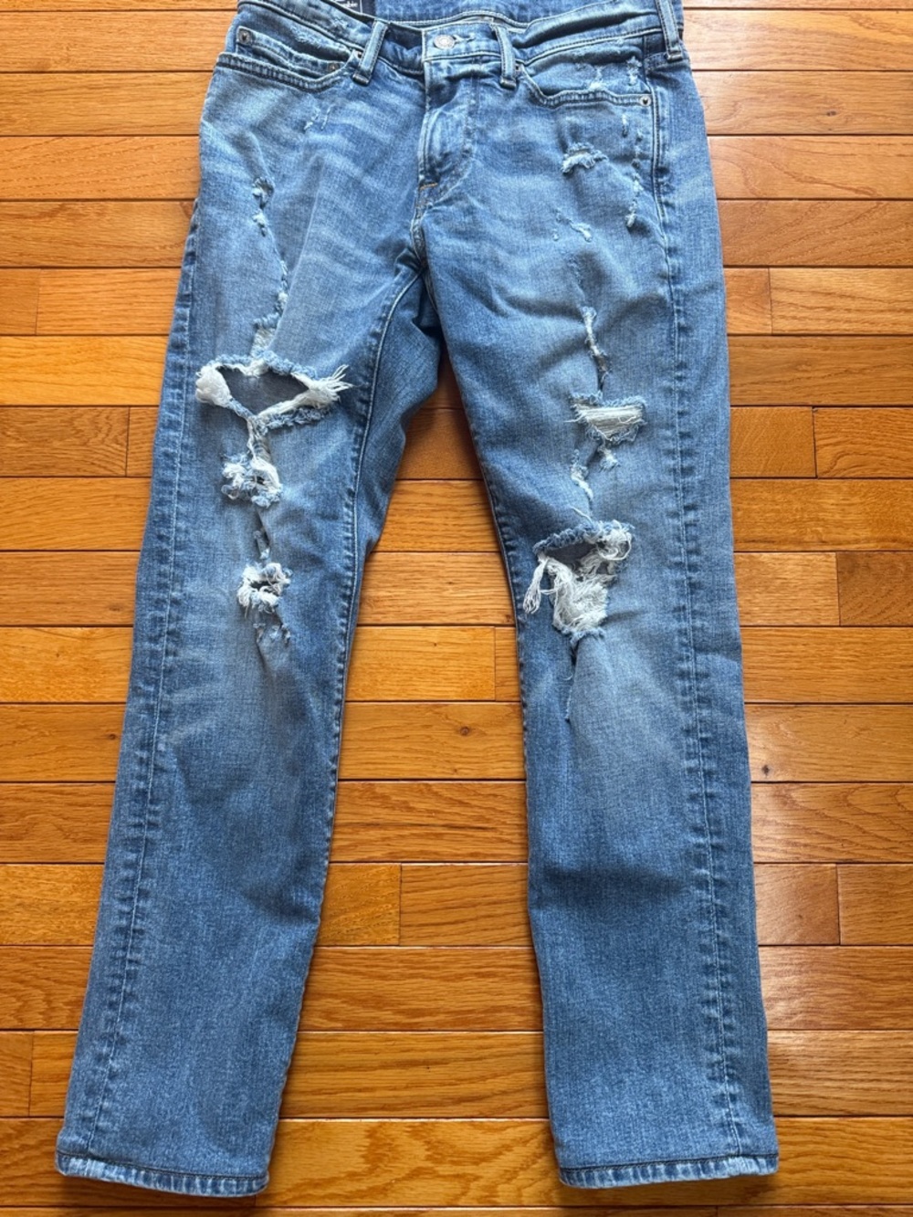Abercrombie & Fitch Light Blue Distressed Straight Jeans